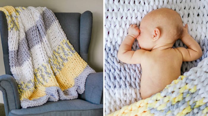 Loop Yarn Finger Knitting Blanket