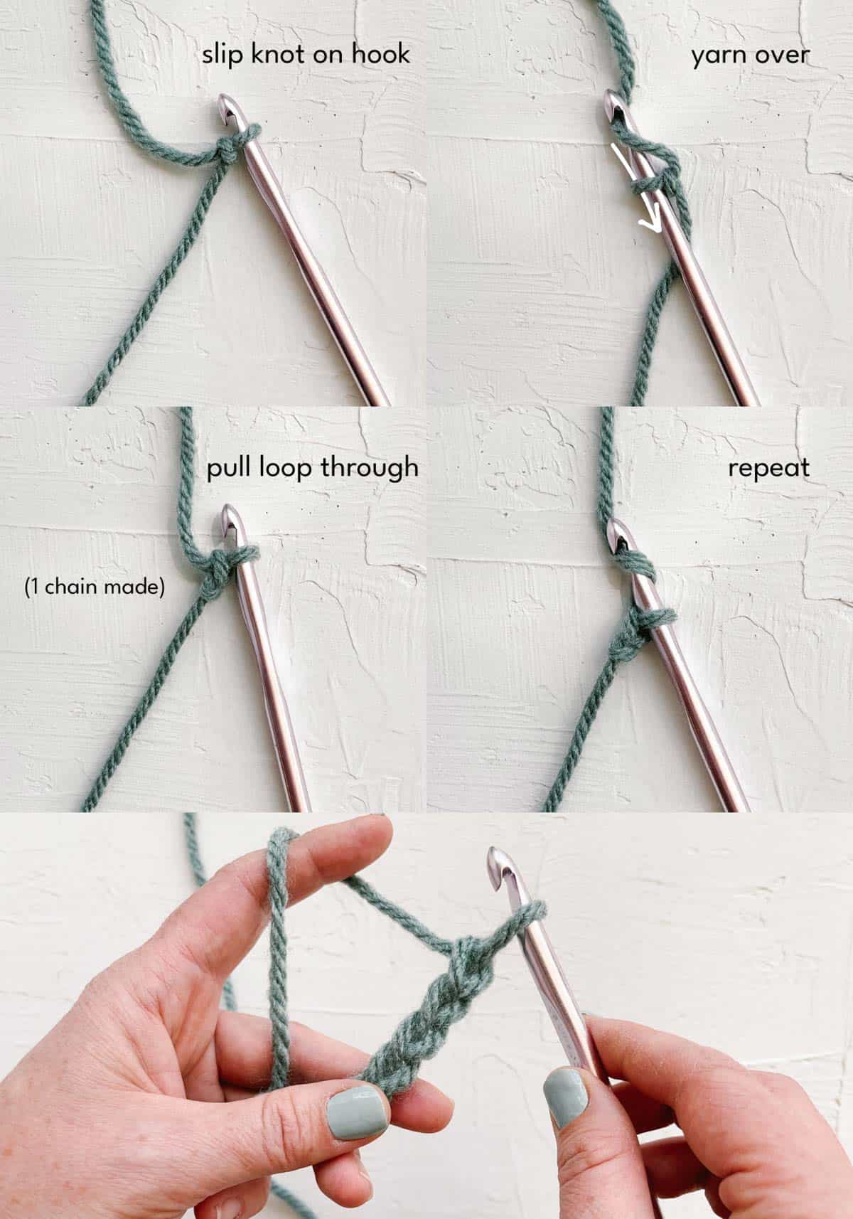 How to make a crochet chain step by step tutorial.