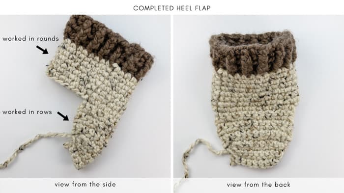 How to crochet slipper socks tutorial with instructions on working the heel. 