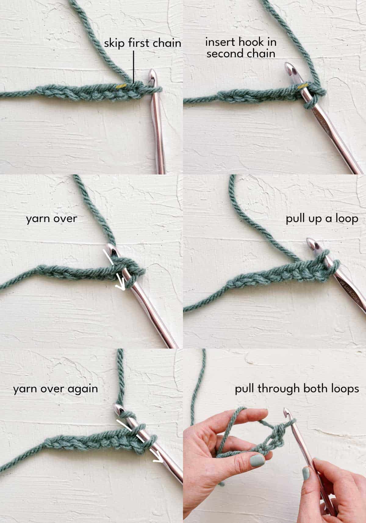 How to single crochet step by step tutorial.