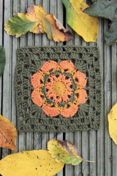 Floral Crochet Square for Fall