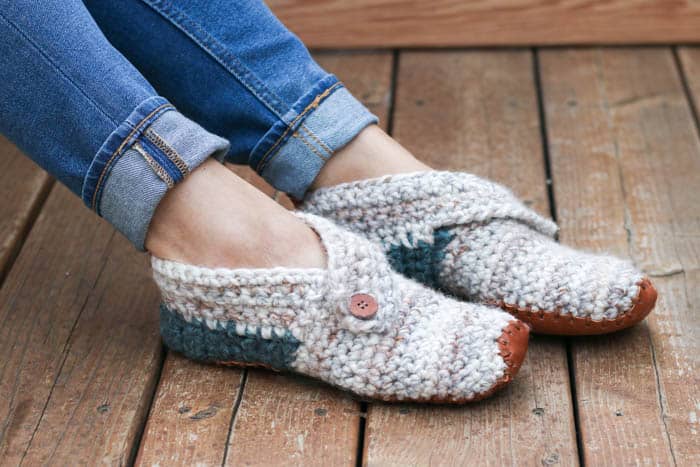 Women's Slippers with Leather Bottoms